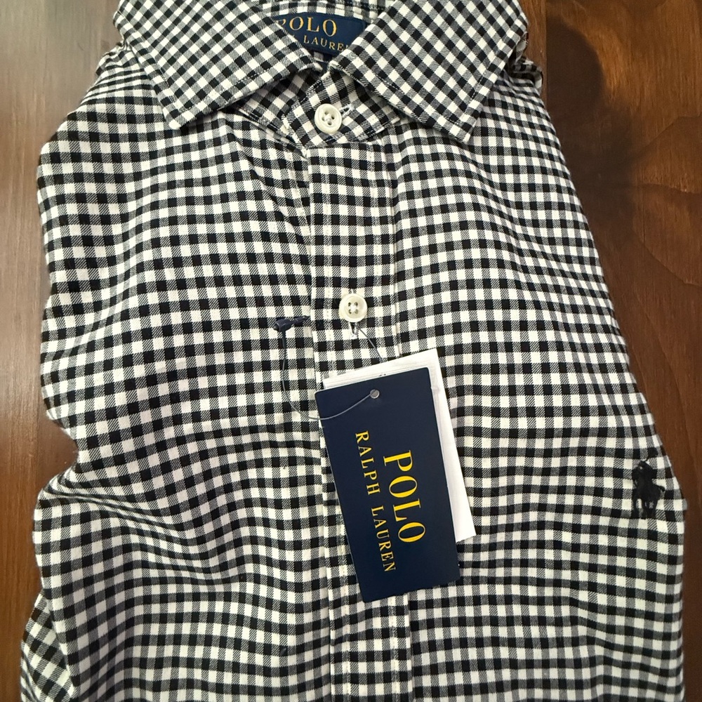 Polo Ralph Lauren Men's Black and White Checkered Button Shirt
